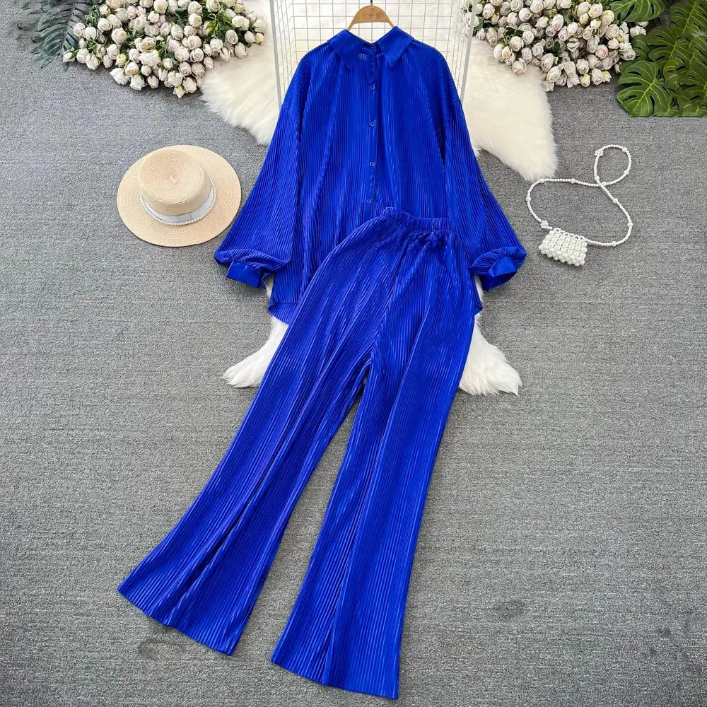 Fashion New Women Solid Casual Loose Two Pieces Set