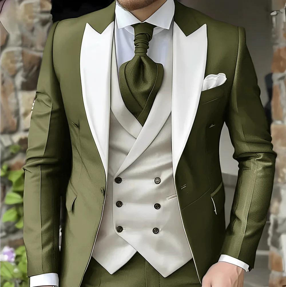 men's suit with peak lapel