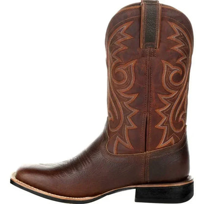 Men Boots Mid Calf Western Cowboy