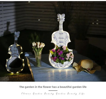 European Style Violin Planter Artistic Flower Pot