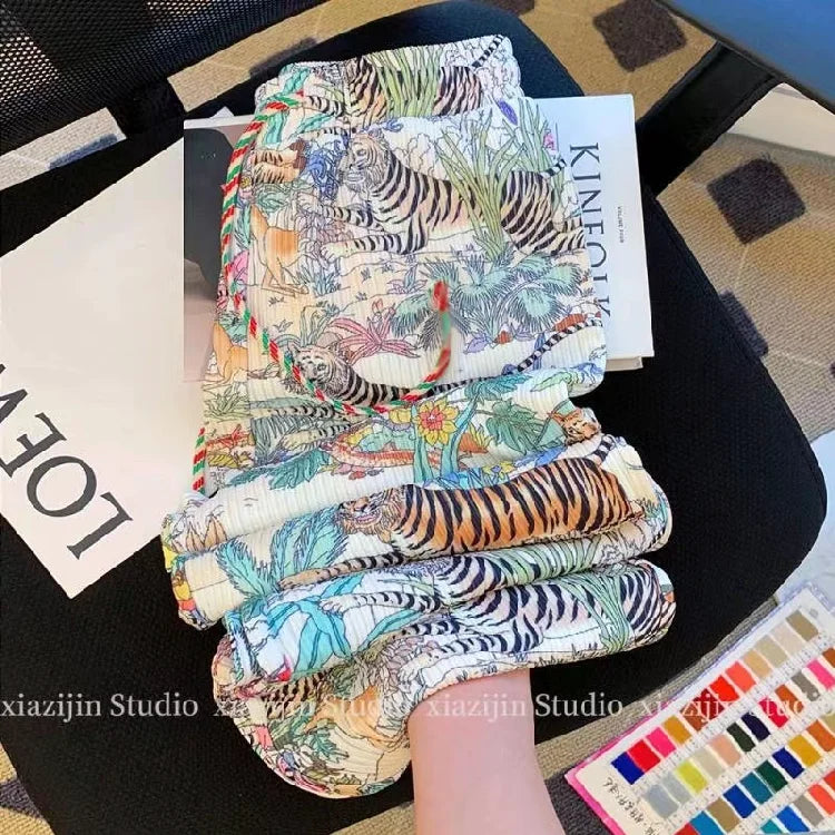 Tiger Print Wide Leg Pants