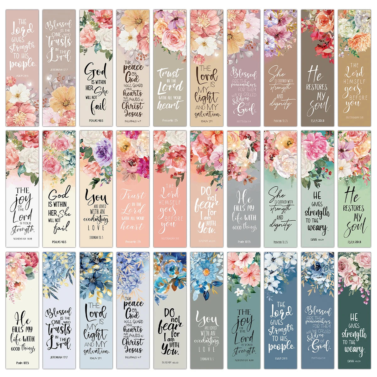 30pcs Flowerl Design Inspirational Bible Verse