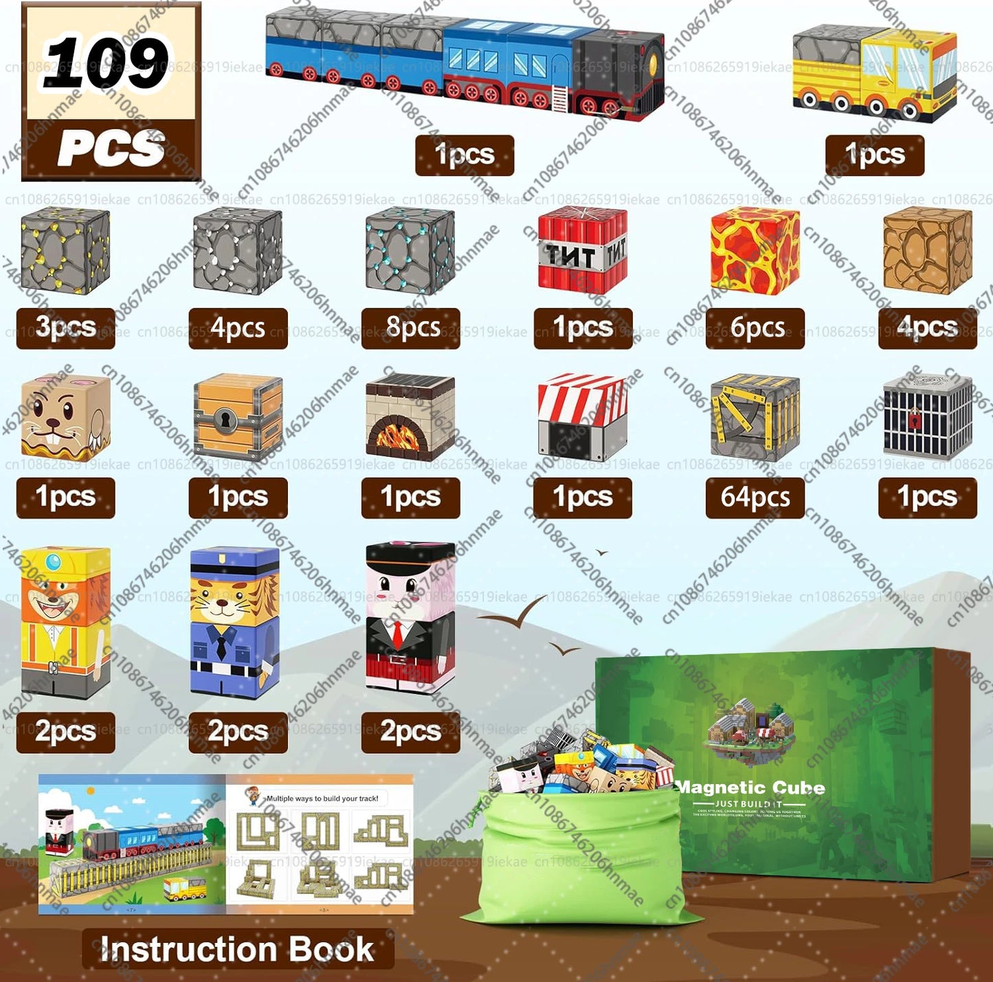 Minecraft Magnetic Building Blocks Mine World Magnet