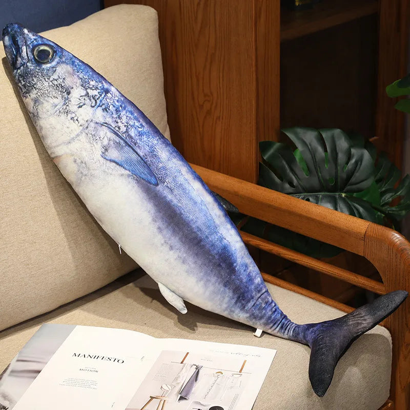 40/60cm Simulation Funny Fish  Stuffed Animal Lifelike Tuna or Mackerel