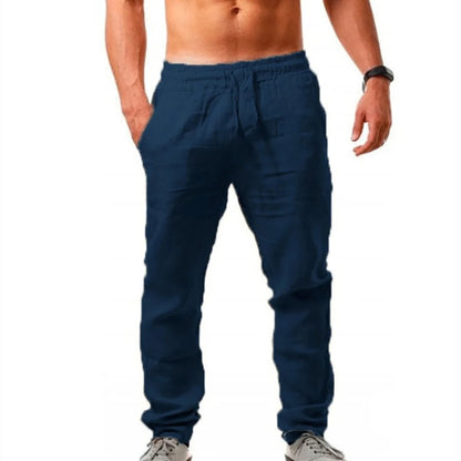 Men's Lightweight Long Pants Summer Solid Color Breathable Loose