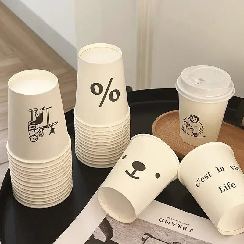 50pcs 250ml  White Paper Cups
