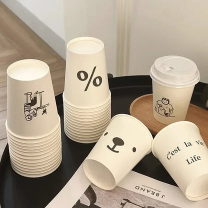 50pcs 250ml  White Paper Cups