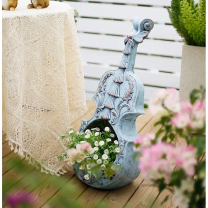 European Style Violin Planter Artistic Flower Pot
