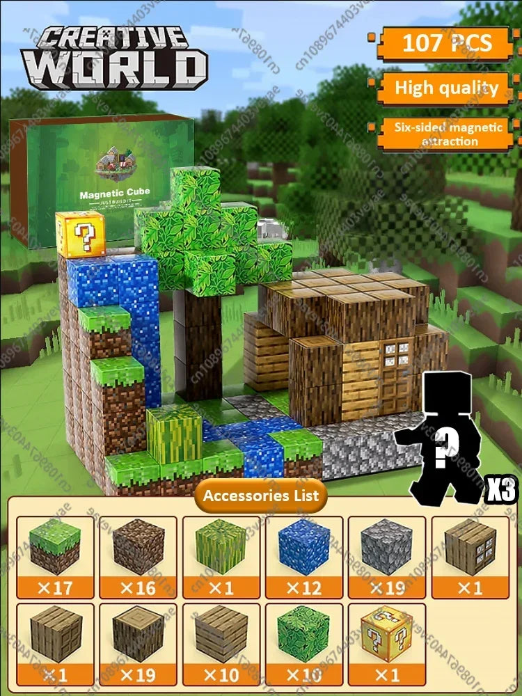 Minecraft Magnetic Building Blocks Mine World Magnet