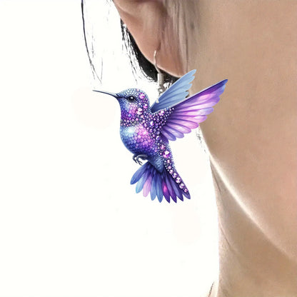 2D Acrylic Hummingbird Earrings