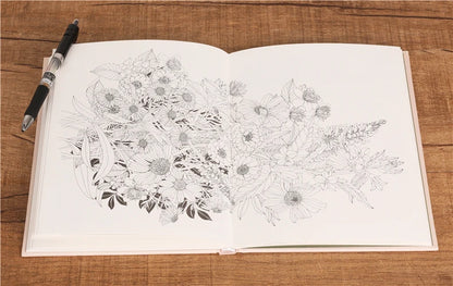 The Flower Year Colouring book