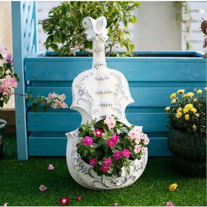 European Style Violin Planter Artistic Flower Pot