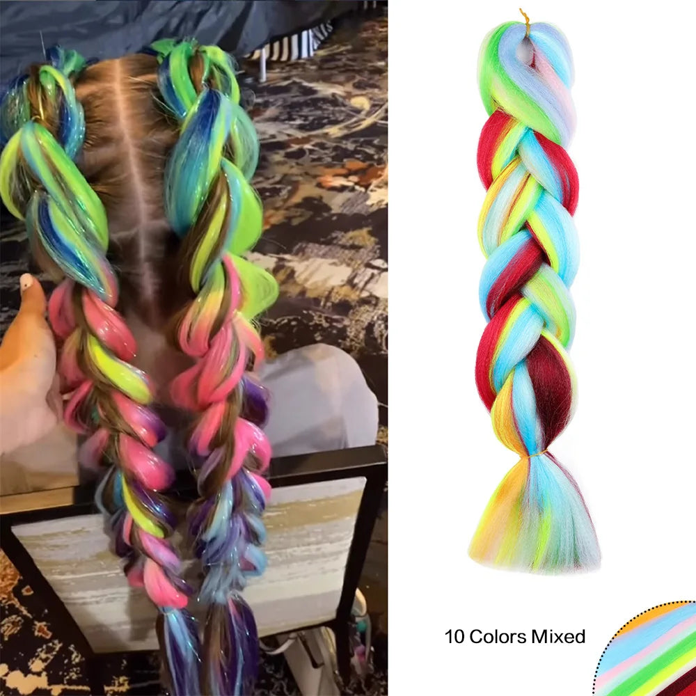 Jumbo Braiding Hair Rainbow Colors Extensions Fi