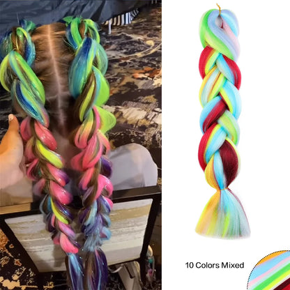 Jumbo Braiding Hair Rainbow Colors Extensions Fi