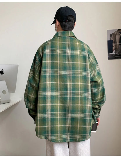 10XL Men Shirt Plaid Long Sleeve Plus Size 6XL 7XL 8XL 9XL