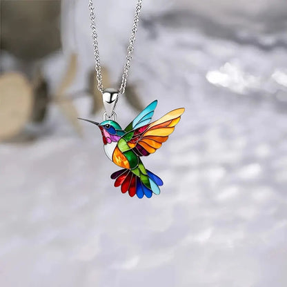 Alloy Colorful Hummingbird necklace