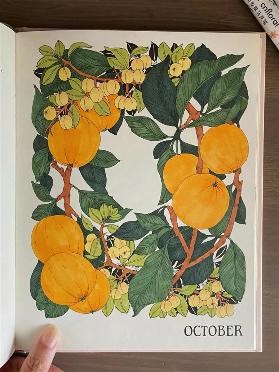 The Flower Year Colouring book