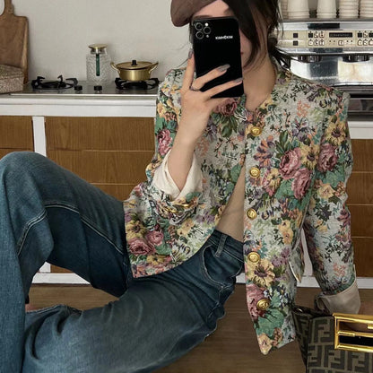 Vintage jacquard coat autumn