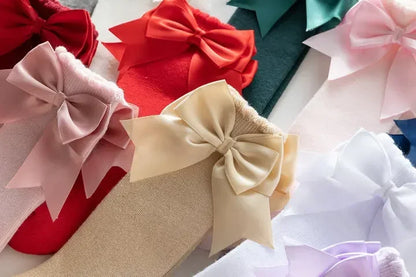 Kids Knee High Socks Baby Girls Cotton Socks Big Bow