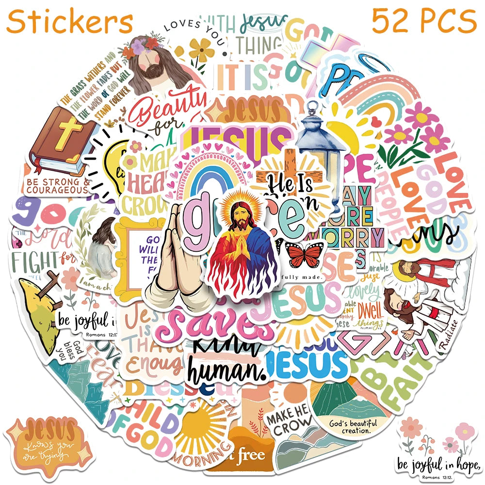 52pcs Jesus Christian stickers