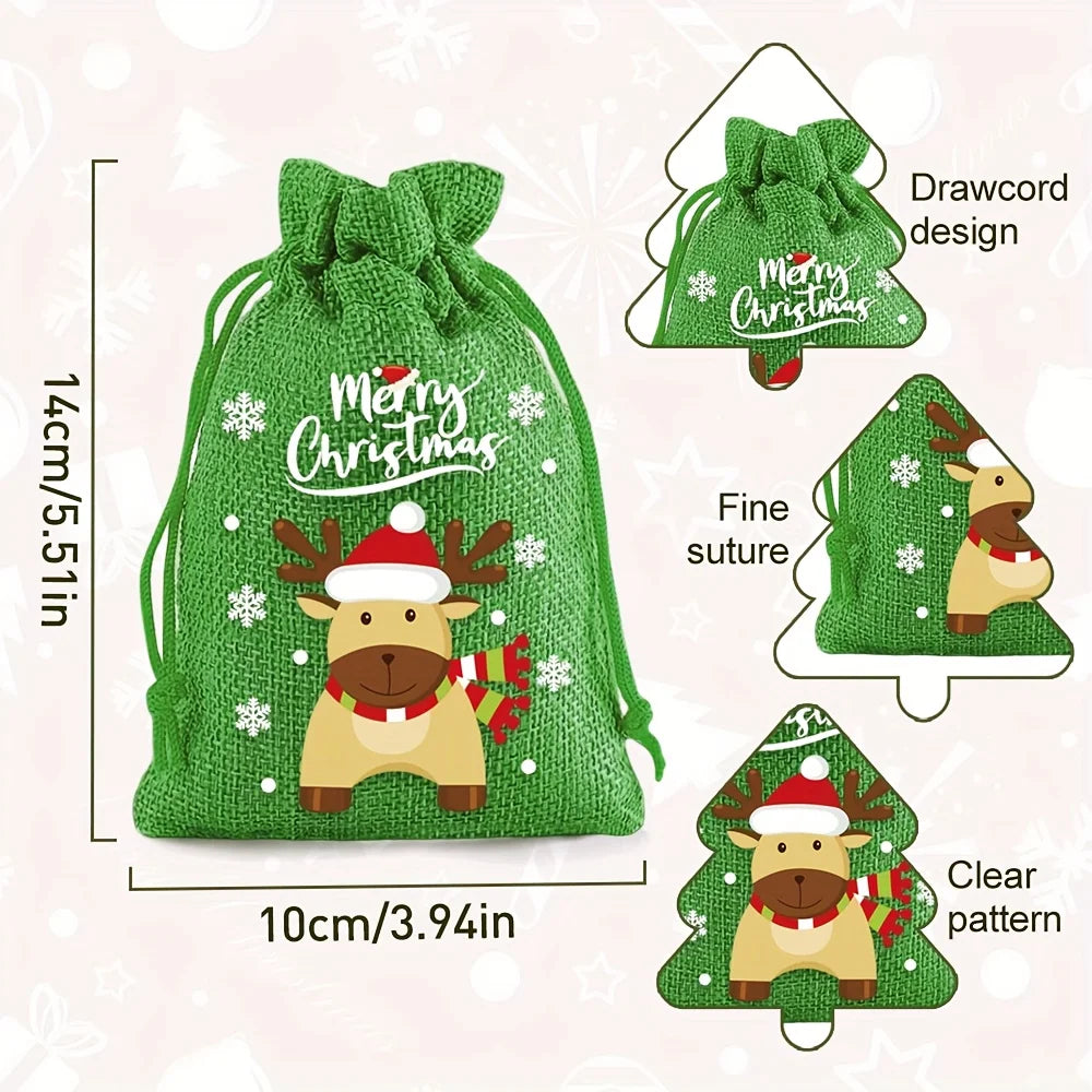 8pcs Christmas Drawstring Bags
