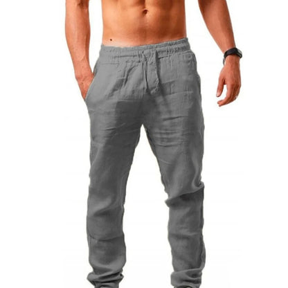 Men's Lightweight Long Pants Summer Solid Color Breathable Loose