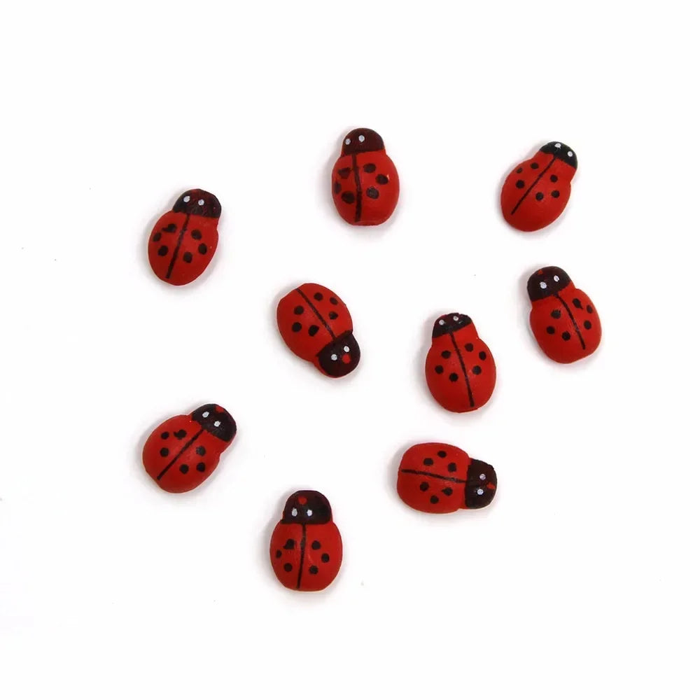 100Pcs Mini Wooden Ladybird Ladybug