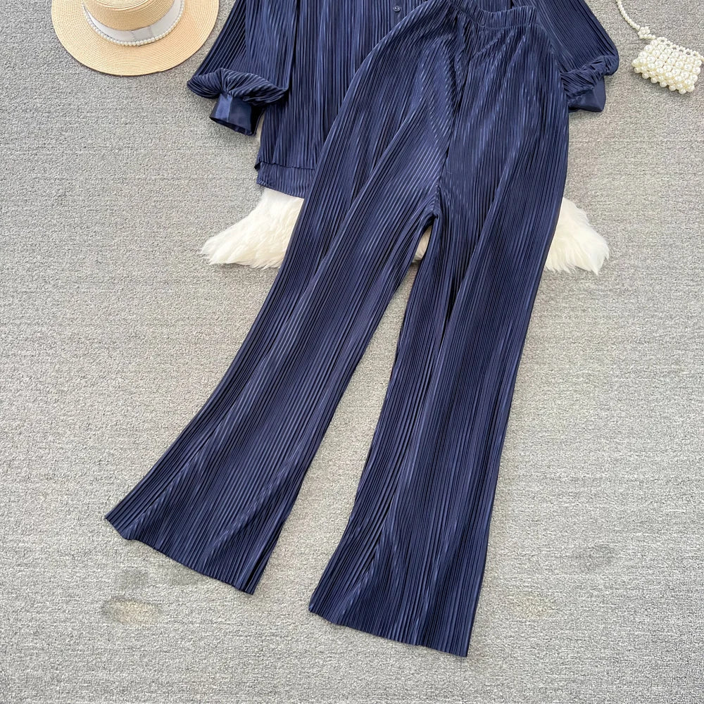 Fashion New Women Solid Casual Loose Two Pieces Set