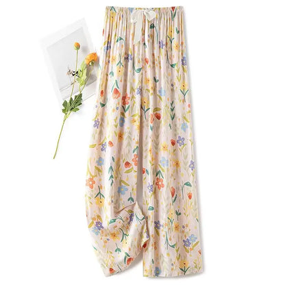 Flower Pajama Pants Summer Women's Loose