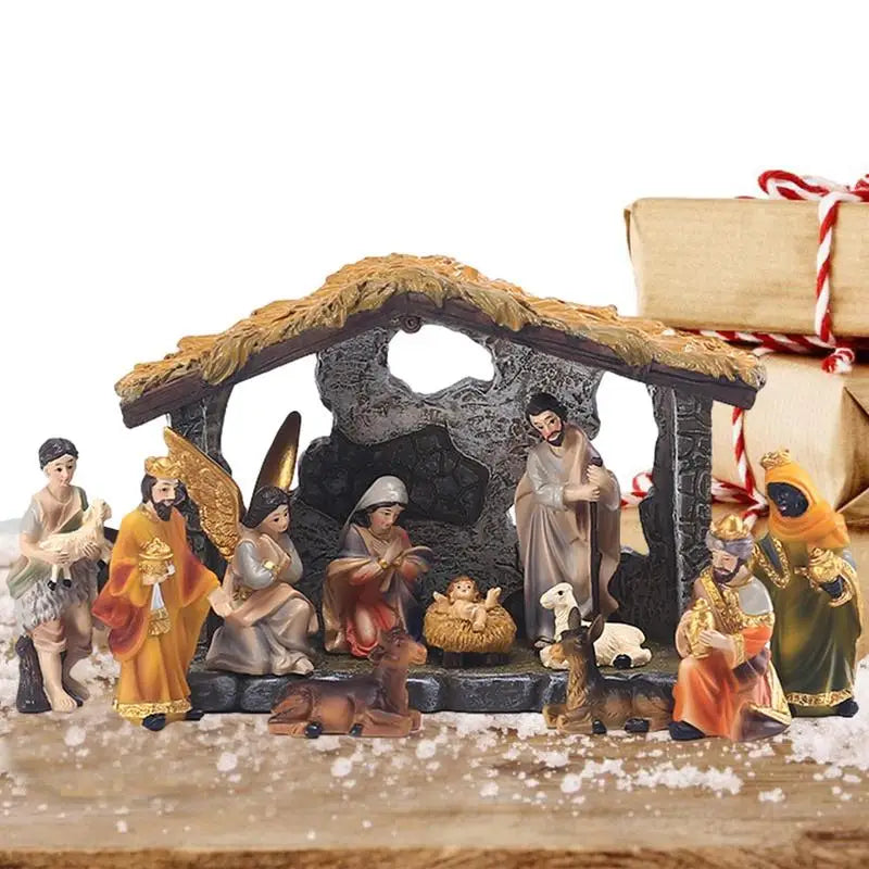 Christmas Nativity Set 12pcs/set Resin Christmas Figurines Nativity Scene