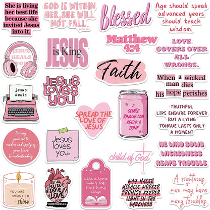 50pcs Creative Pink Bible Jesus Christian stickers