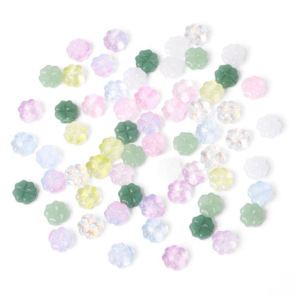 About20Pcs Glass Four Leaf Flower Beads Scattered Beads Handmade