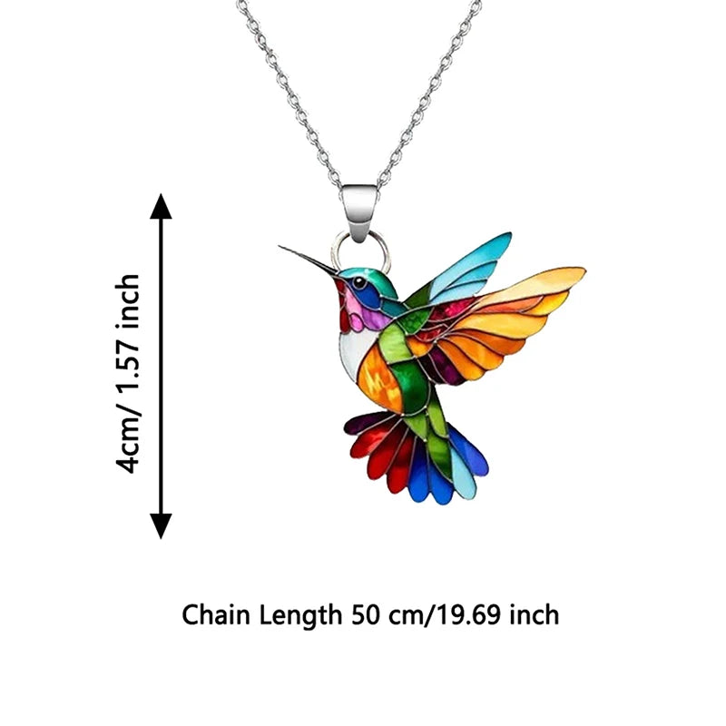 Alloy Colorful Hummingbird necklace