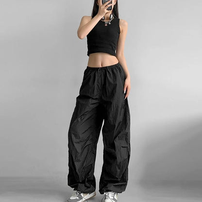 Lightweight  Wide Leg Cargo Pants