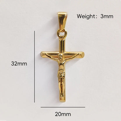 Jesus Cross 18k Gold Plated Stainless Steel Pendant