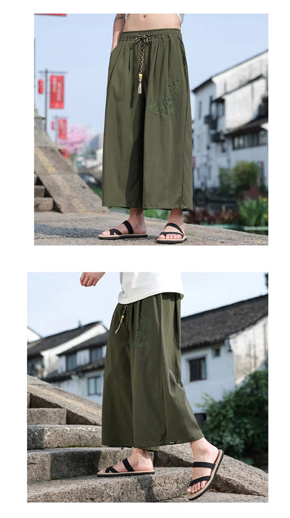 Mens Lightweight Pants Loose Fit with Elastic Waistband and Drawstring