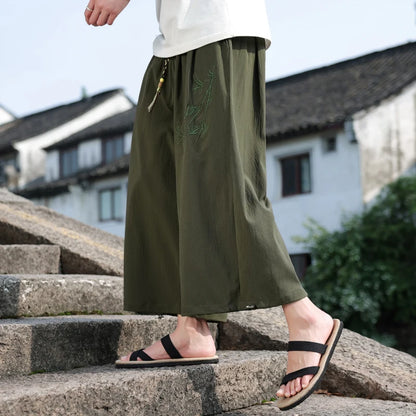 Mens Lightweight Pants Loose Fit with Elastic Waistband and Drawstring