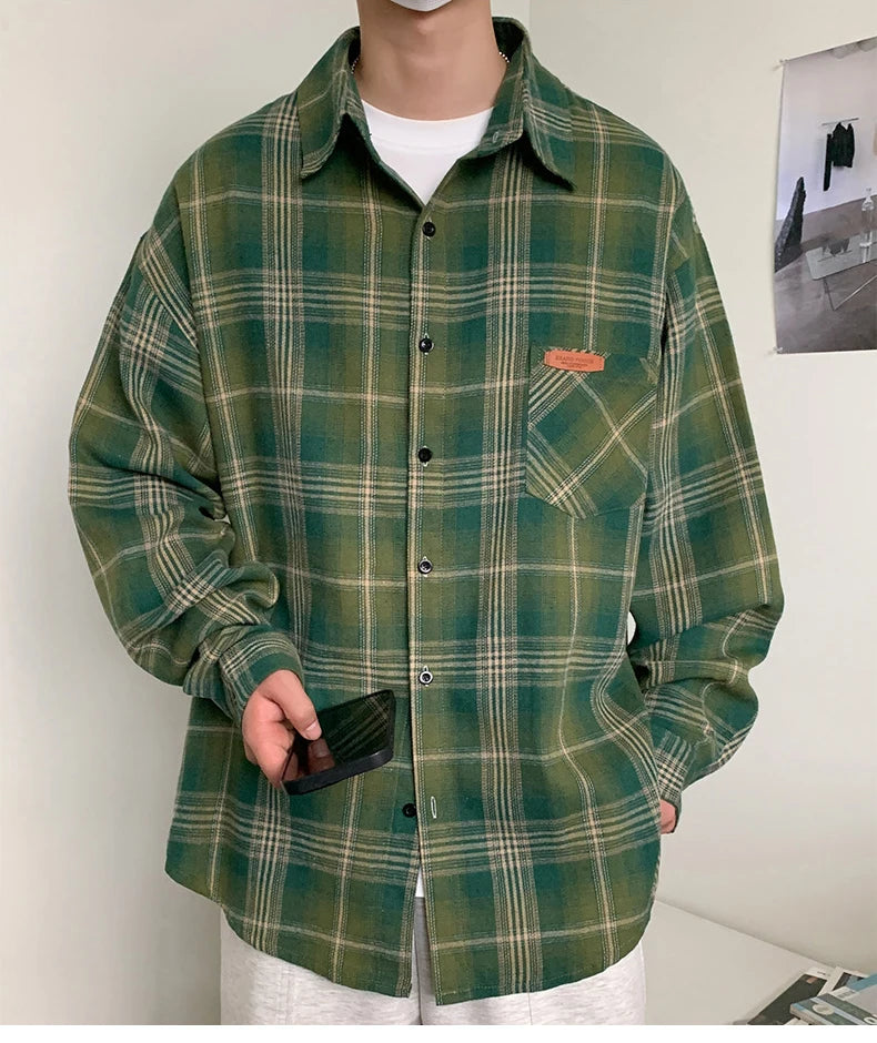 10XL Men Shirt Plaid Long Sleeve Plus Size 6XL 7XL 8XL 9XL