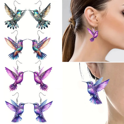 2D Acrylic Hummingbird Earrings
