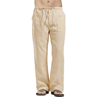 Men's Summer Loose Long Pants Elastic Waist Drawstring