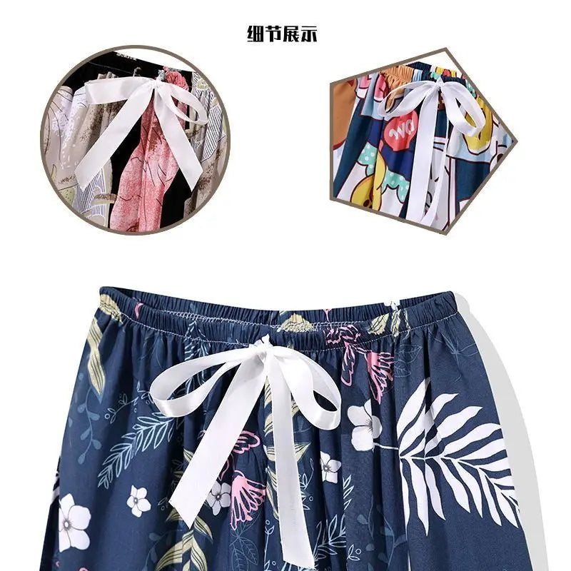 Flower Pajama Pants Summer Women's Loose