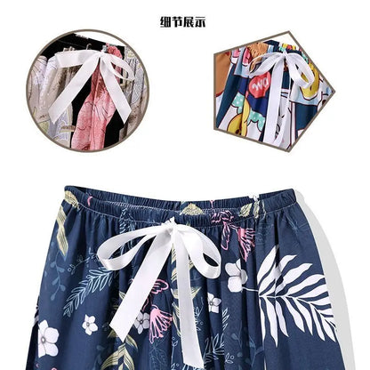 Flower Pajama Pants Summer Women's Loose
