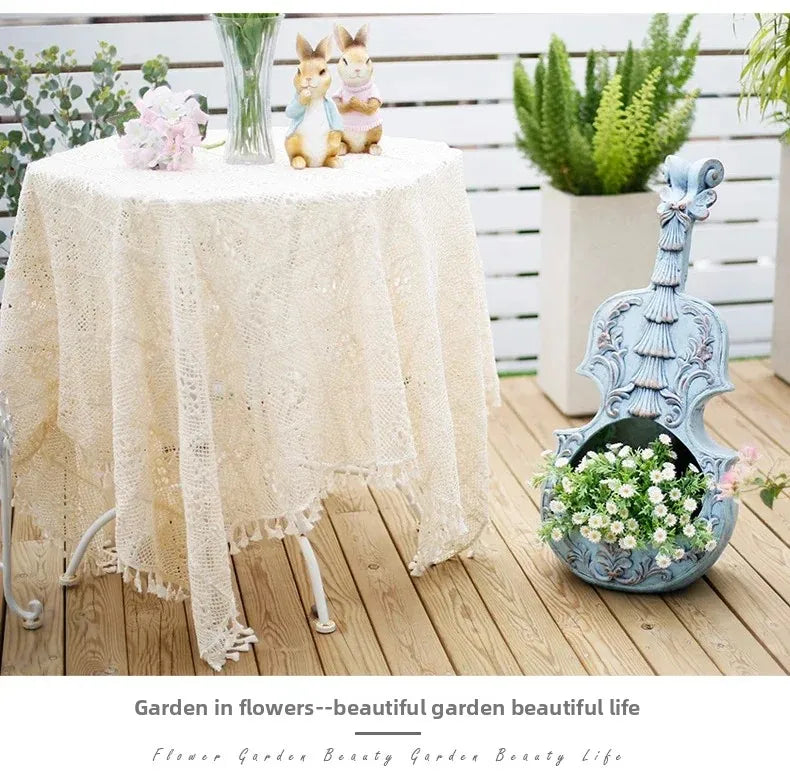 European Style Violin Planter Artistic Flower Pot