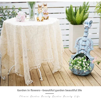 European Style Violin Planter Artistic Flower Pot