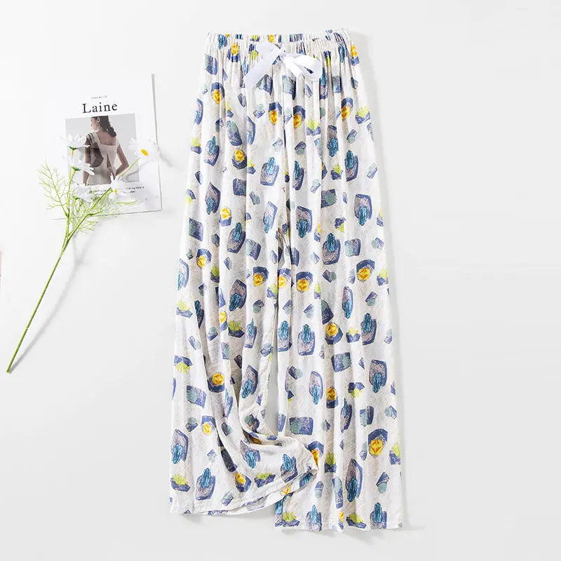 Flower Pajama Pants Summer Women's Loose