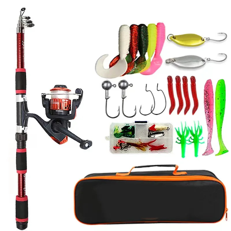 Fishing Pole Set Full Kits With Telescopic Fishing Rod