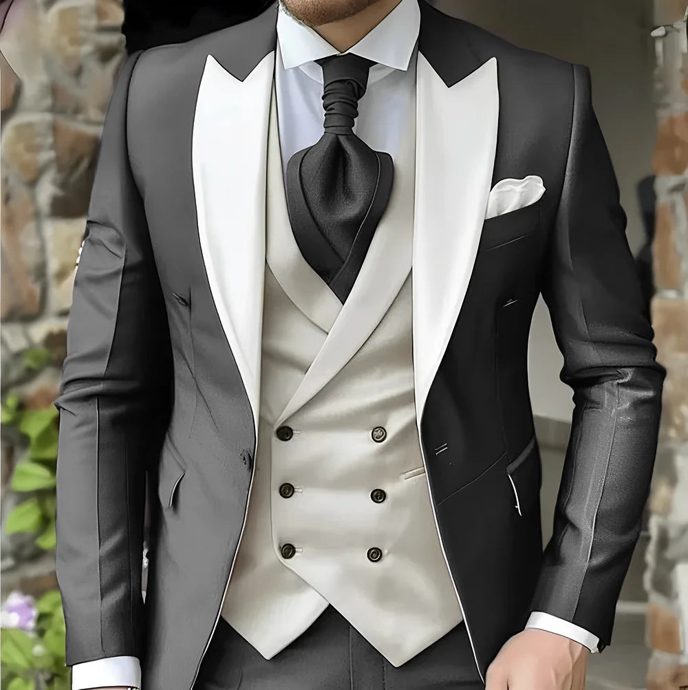 men's suit with peak lapel