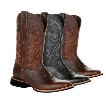 Men Boots Mid Calf Western Cowboy