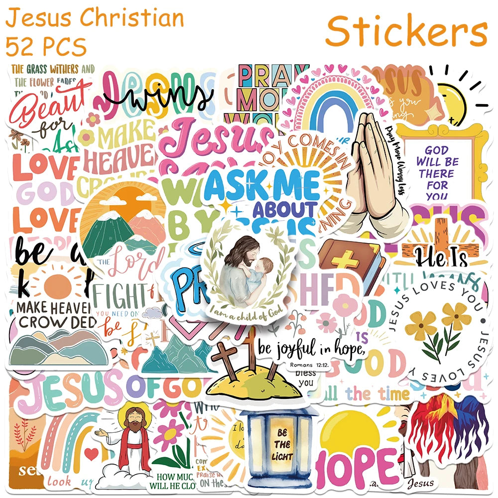52pcs Jesus Christian stickers