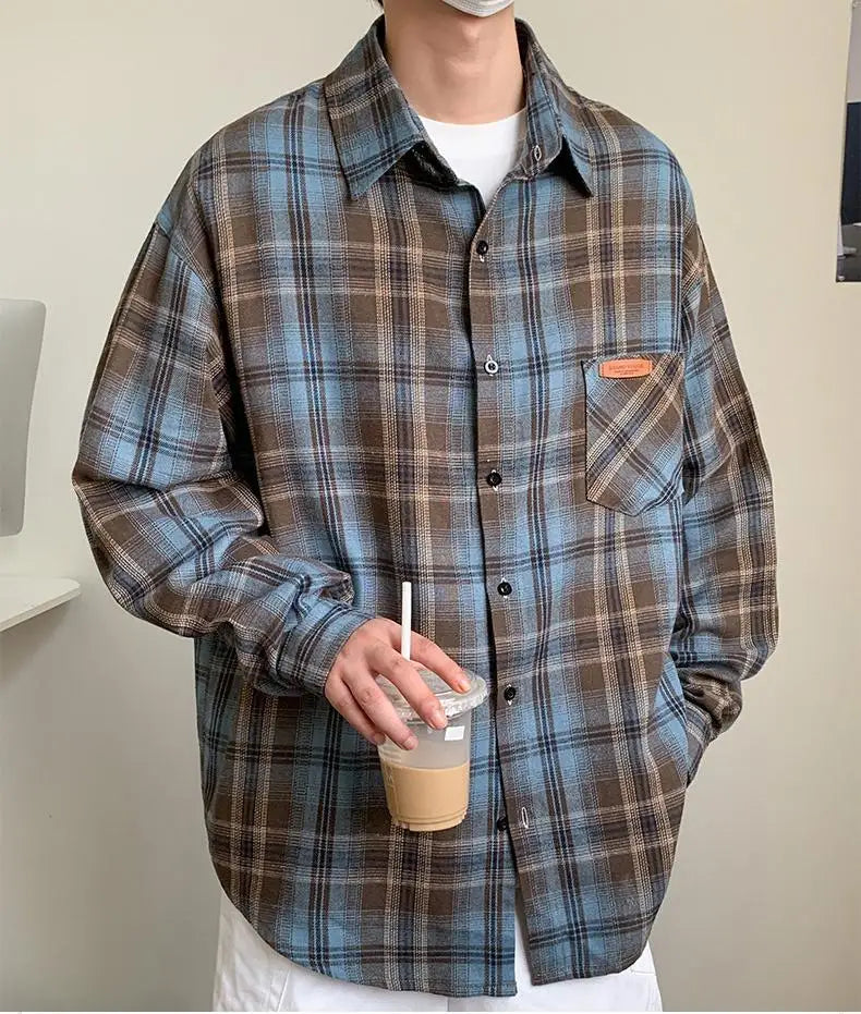 10XL Men Shirt Plaid Long Sleeve Plus Size 6XL 7XL 8XL 9XL